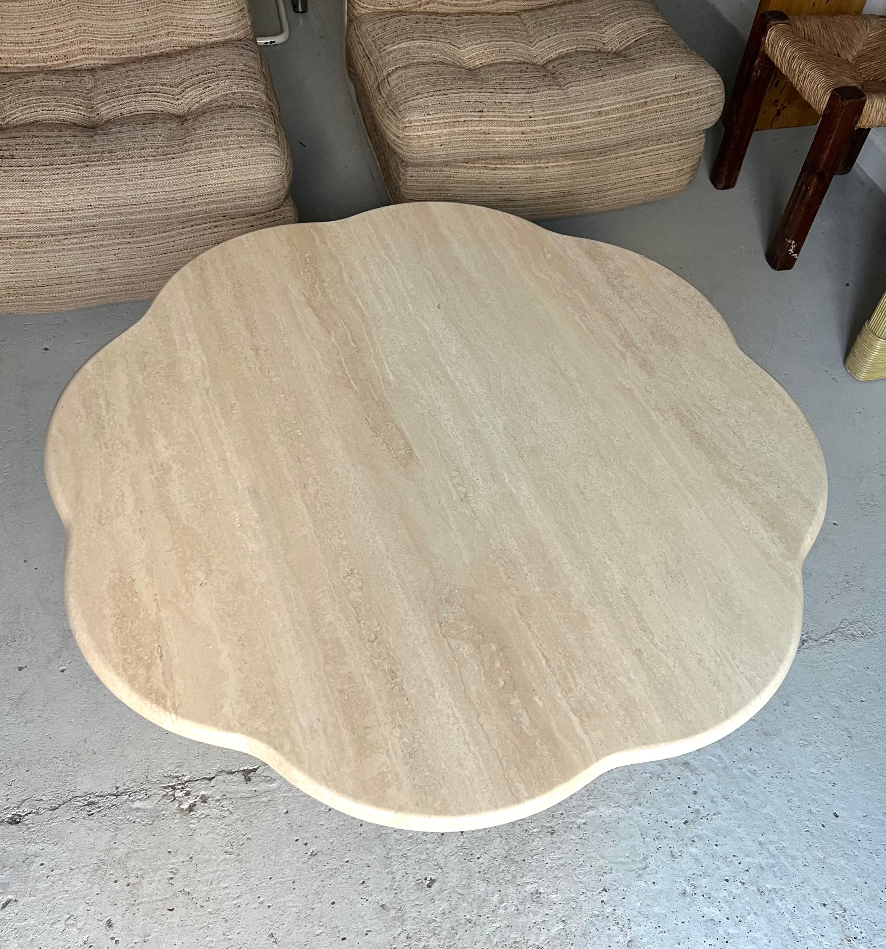 Flower Travertine Coffee Table  In Good Condition For Sale In London, GB