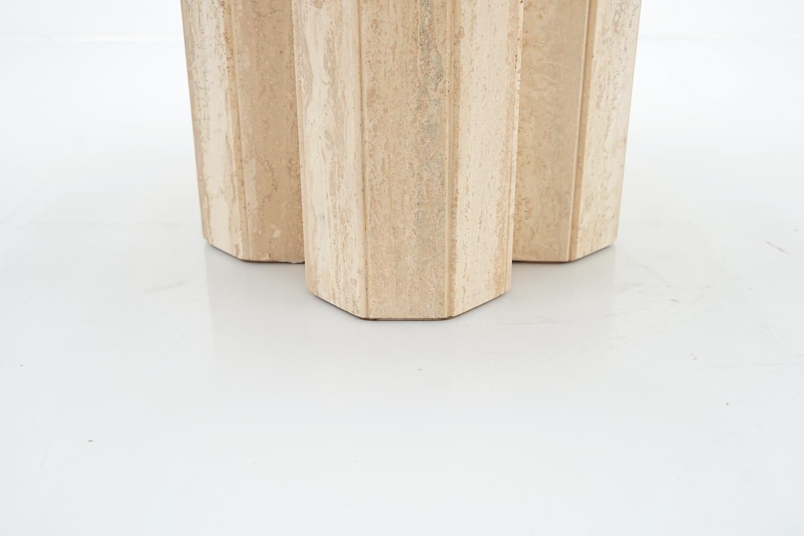 Flower Travertine Coffee Table with Stone Base 3