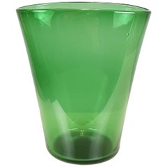  Midcentury Bottle green glass vase by Taddei, Empoli