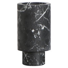 Flower Vase in Black Marble, by Karen Chekerdjian, Made in Italy