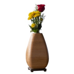 Vaso da fiori in Wood Oak bianco e bronzo di Alabama Sawyer
