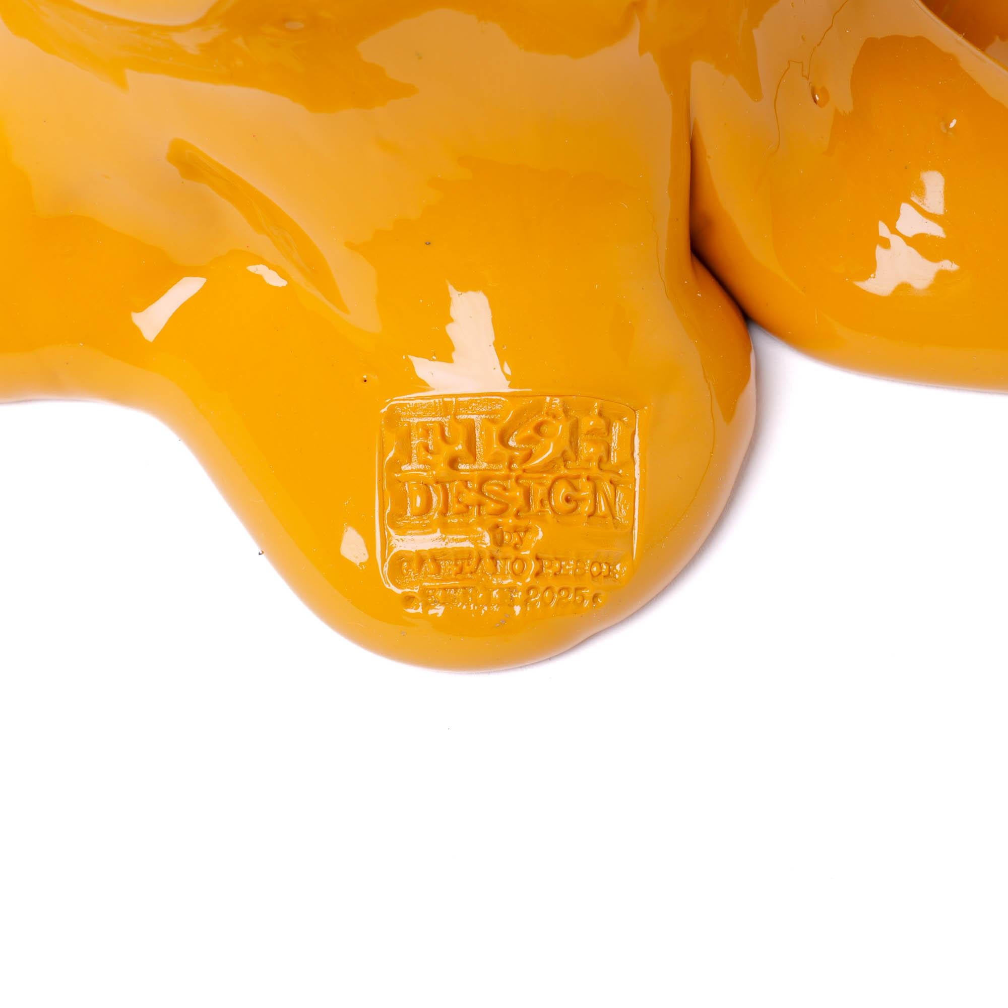 Italian Flower Vase L - Fish Design by Gaetano Pesce Pastel Orange, Clear Aqua, Ochre For Sale