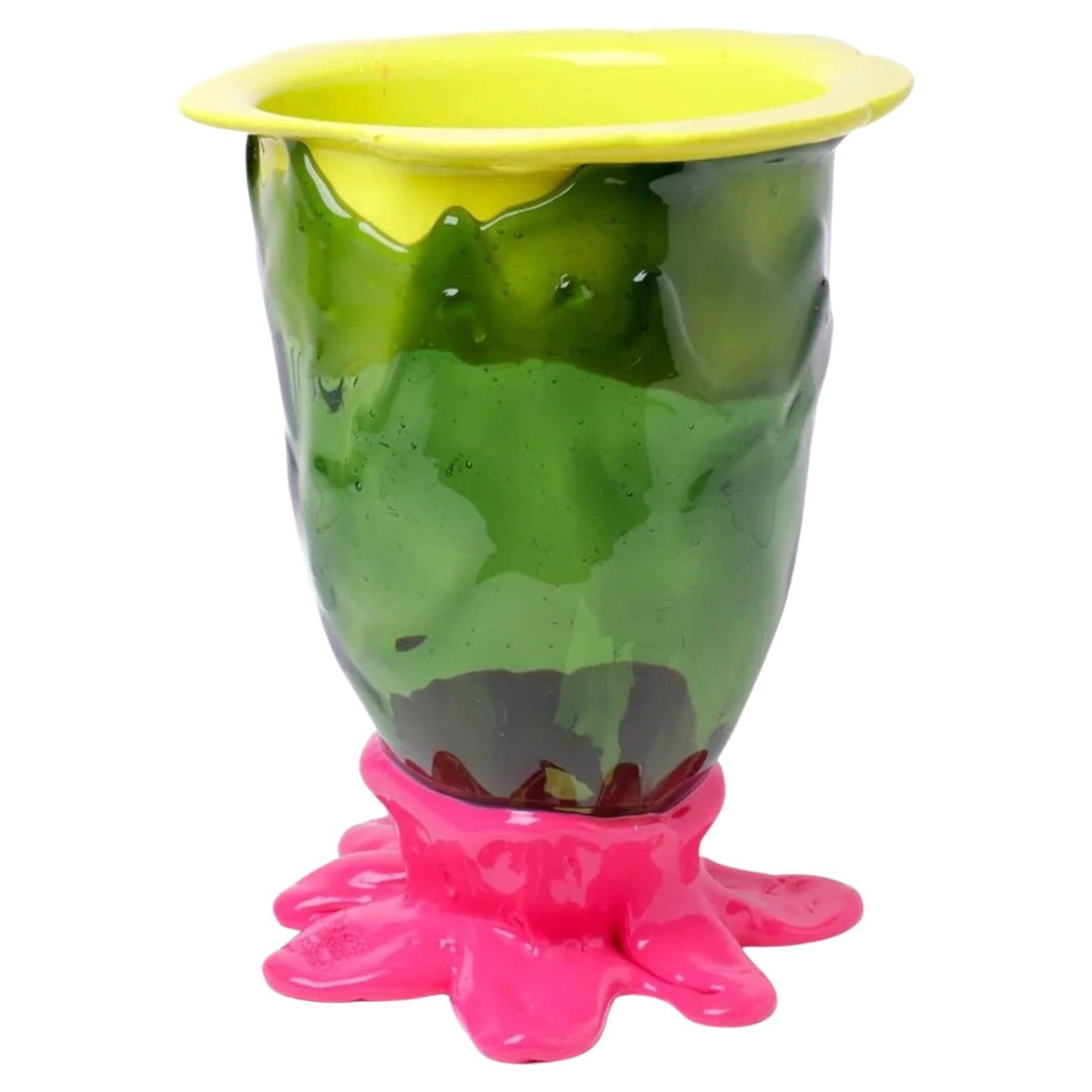 Flower Vase (Large), Yellow, Bottle Green and Fuchsia by Gaetano Pesce en venta
