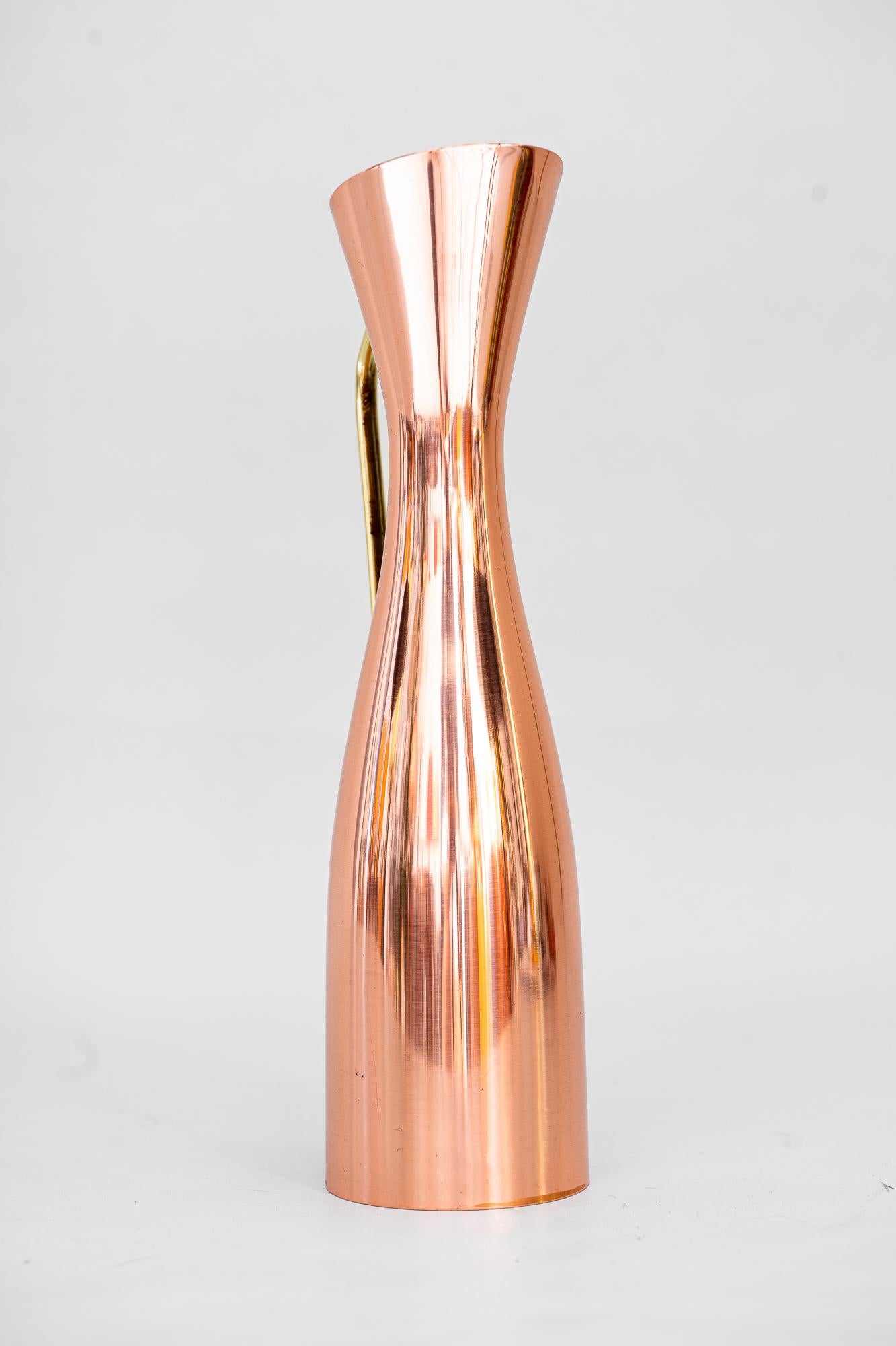 Mid-Century Modern Flower Vase or Can Copper Brass Conbination Vienna Around 1950s For Sale