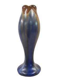 Flower vase, run glaze polychrome, Fayence de Thulin, Art Deco, 1930s, Belgium