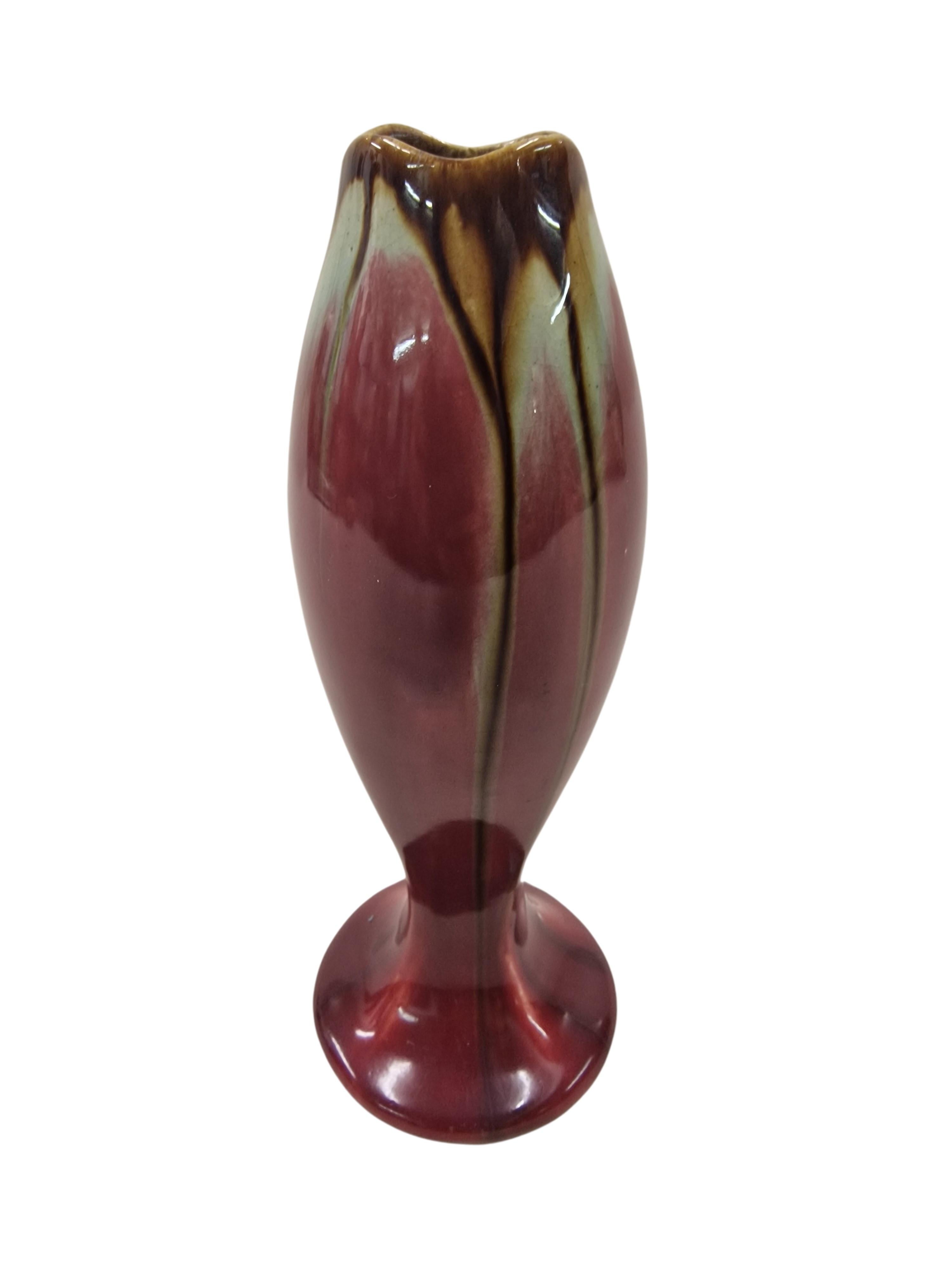 Mid-20th Century Flower vase, run glaze polychrome, Fayence de Thulin, Art Deco, 1930s, Belgium For Sale