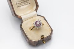 Flower vintage ring with diamonds and rubies, UK, 1960s.