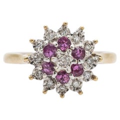 Flower vintage ring with diamonds and rubies, UK, 1960s.