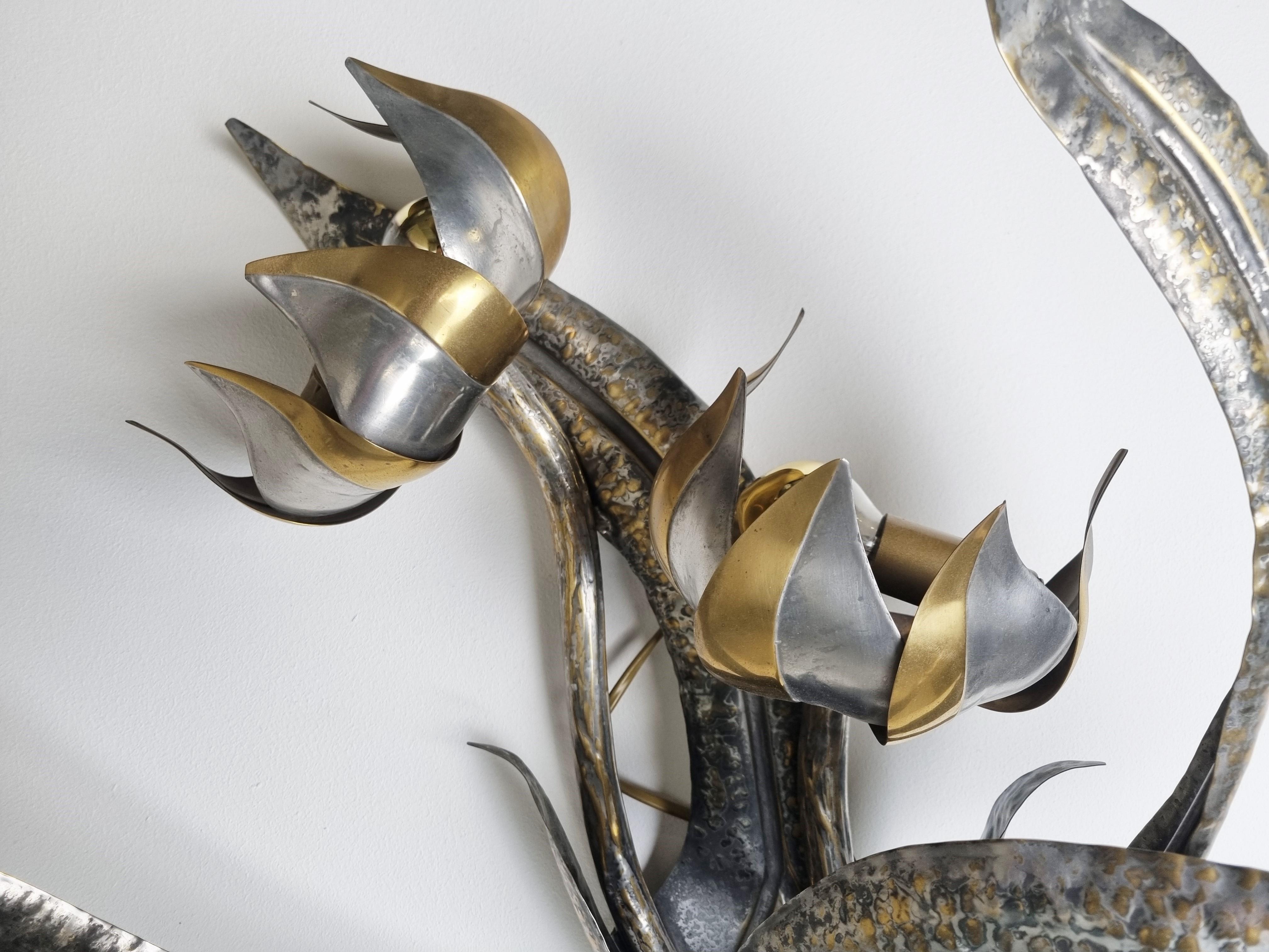 Flower Wall Lamp by Isabelle & Richard Faure, 1970s 3