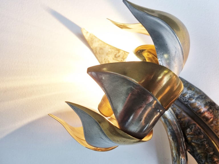 Late 20th Century Flower Wall Lamp by Isabelle & Richard Faure, 1970s For Sale