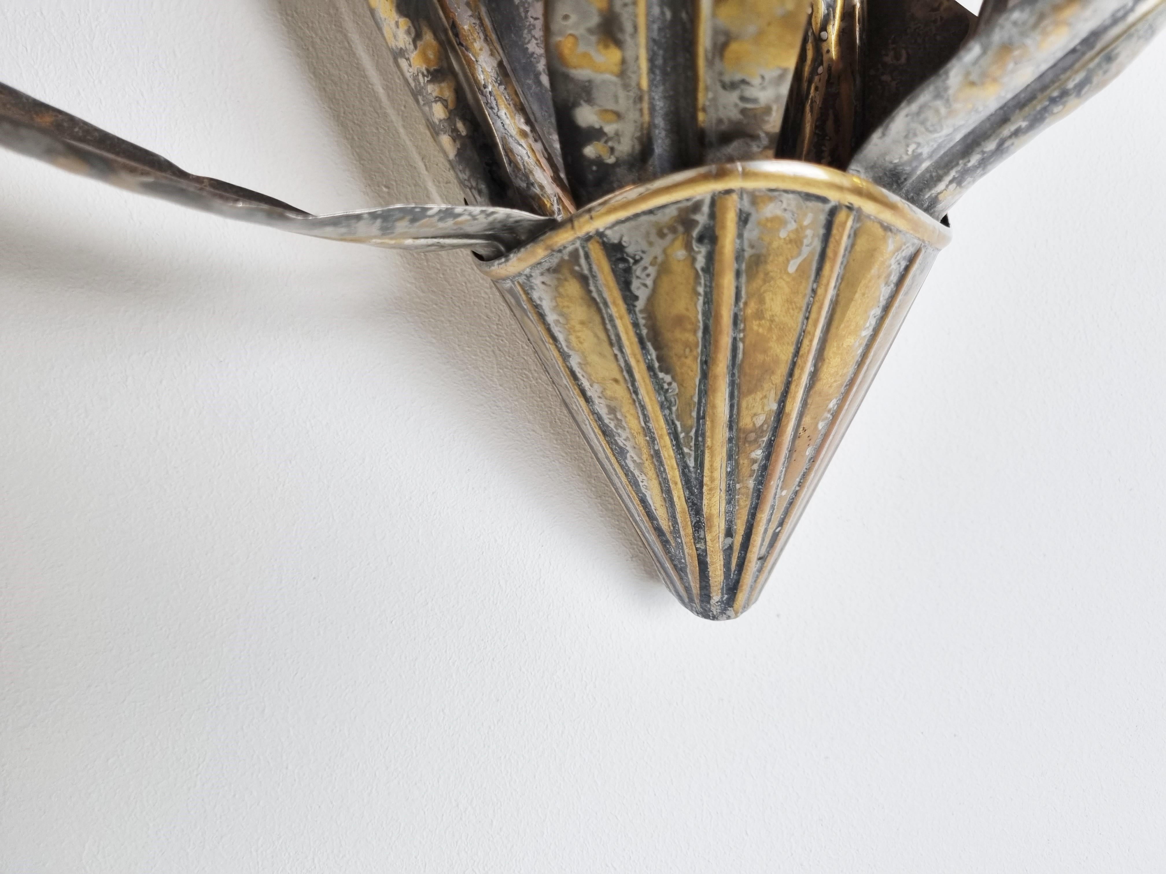 Aluminum Flower Wall Lamp by Isabelle & Richard Faure, 1970s
