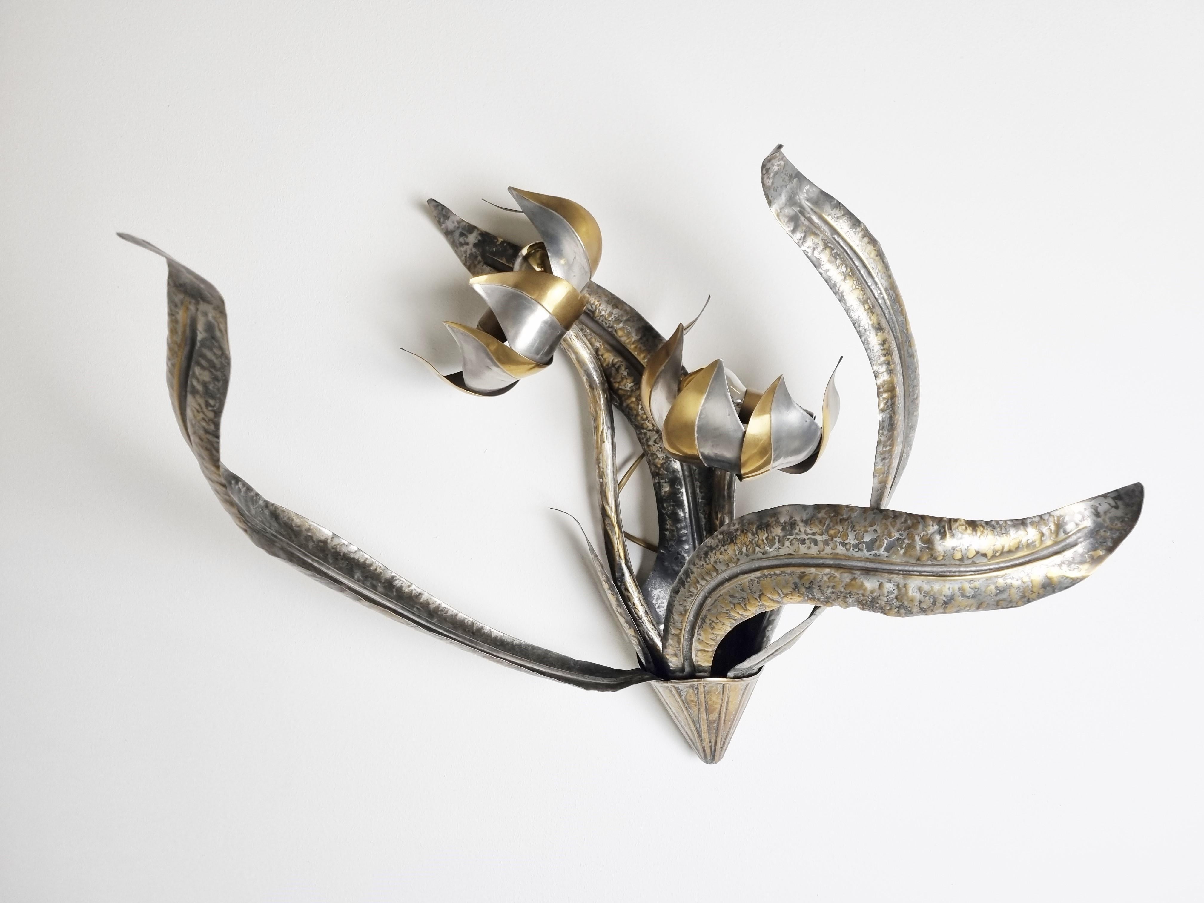 Flower Wall Lamp by Isabelle & Richard Faure, 1970s 1