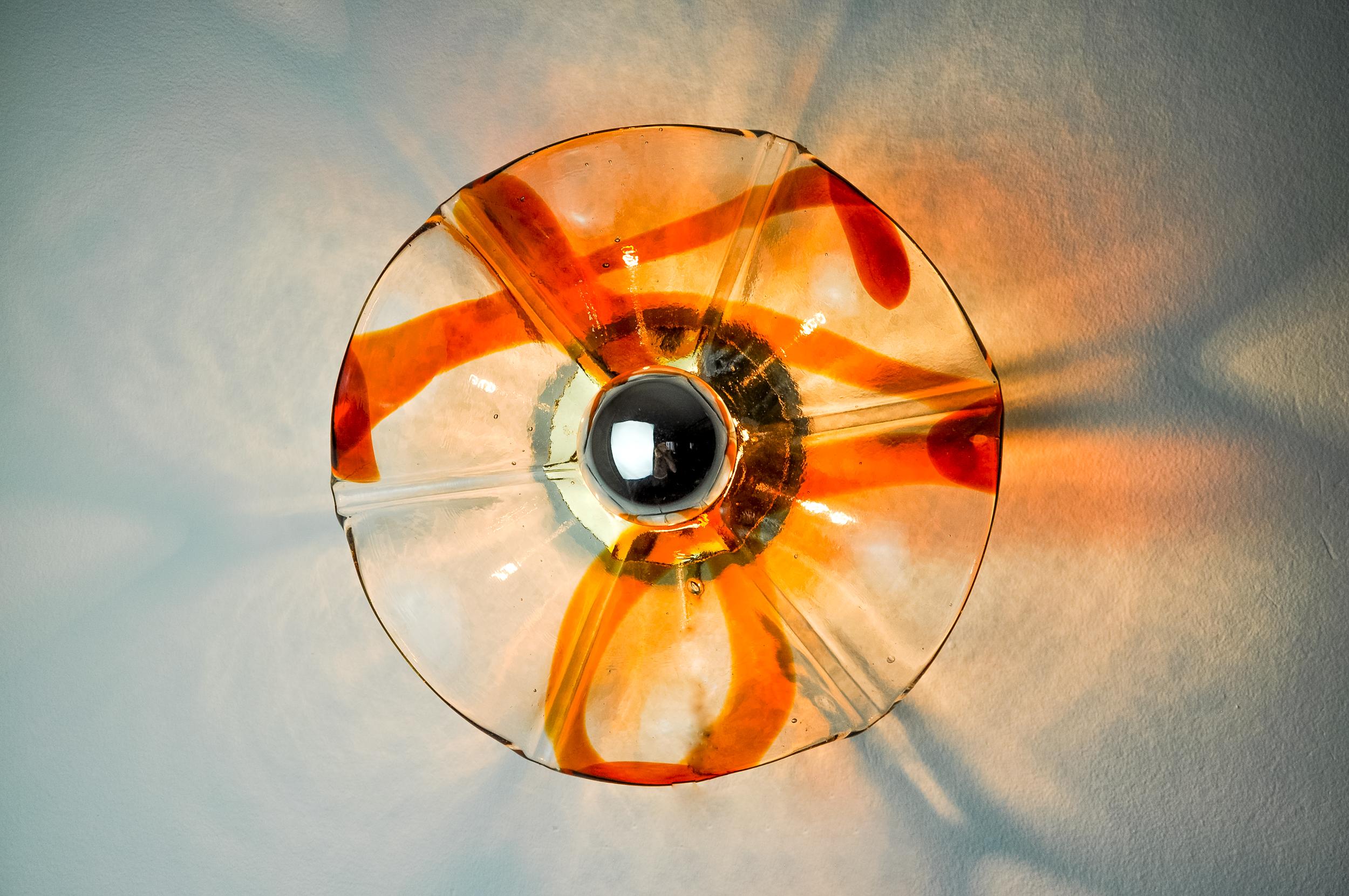 Aplique Flor de Murina, cristal de Murano naranja, Italia, 1970 en Bueno estado para la venta en BARCELONA, ES