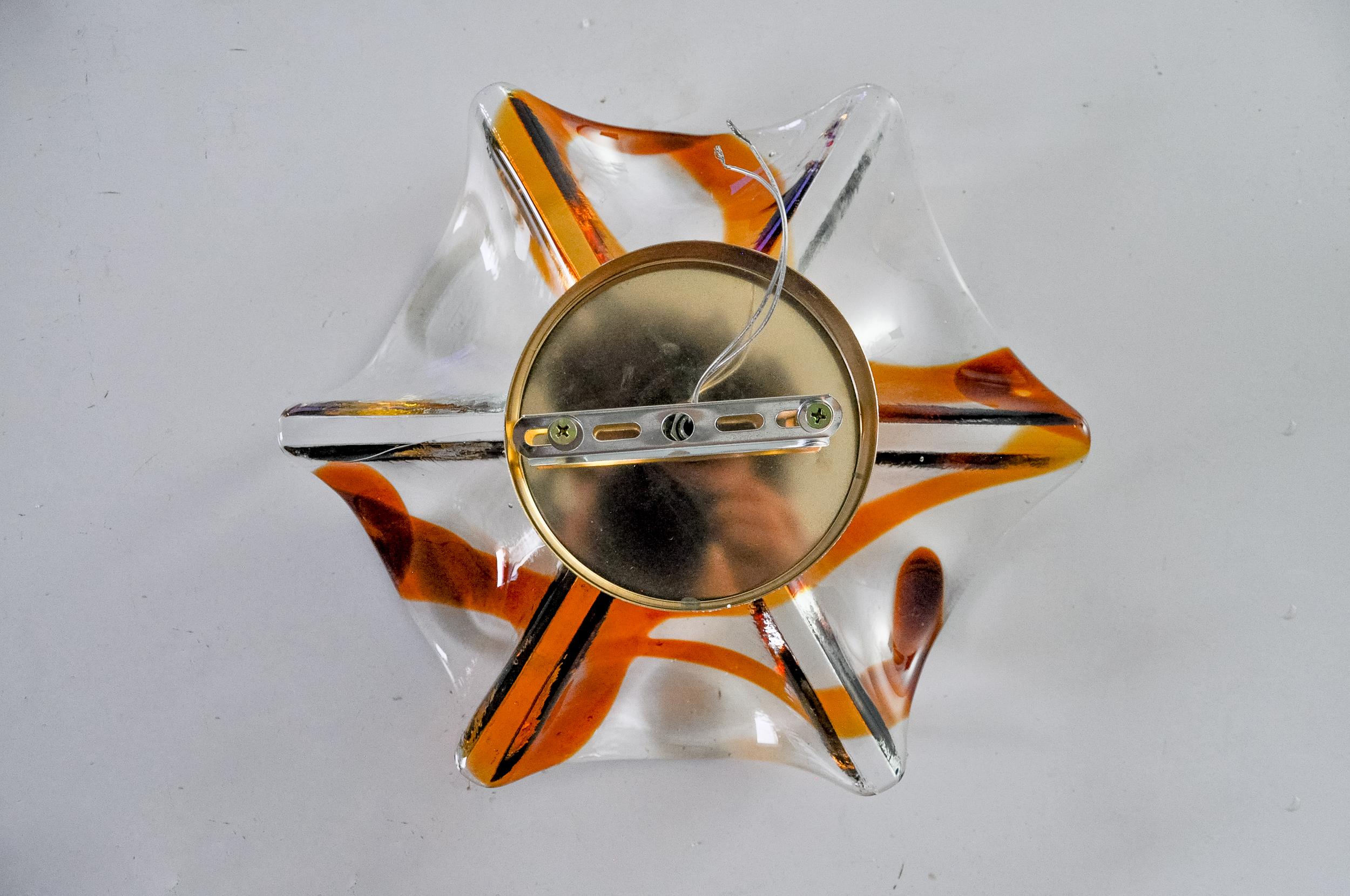 Aplique Flor de Murina, cristal de Murano naranja, Italia, 1970 Cristal en venta