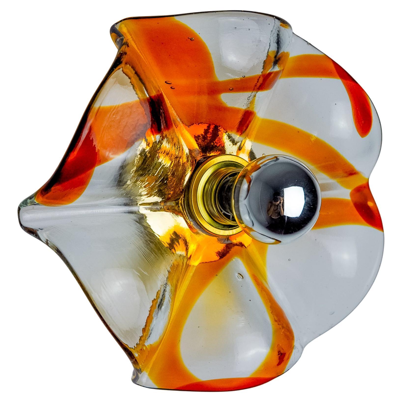 Flower wall lamp by Murina, orange Murano glass, Italy, 1970