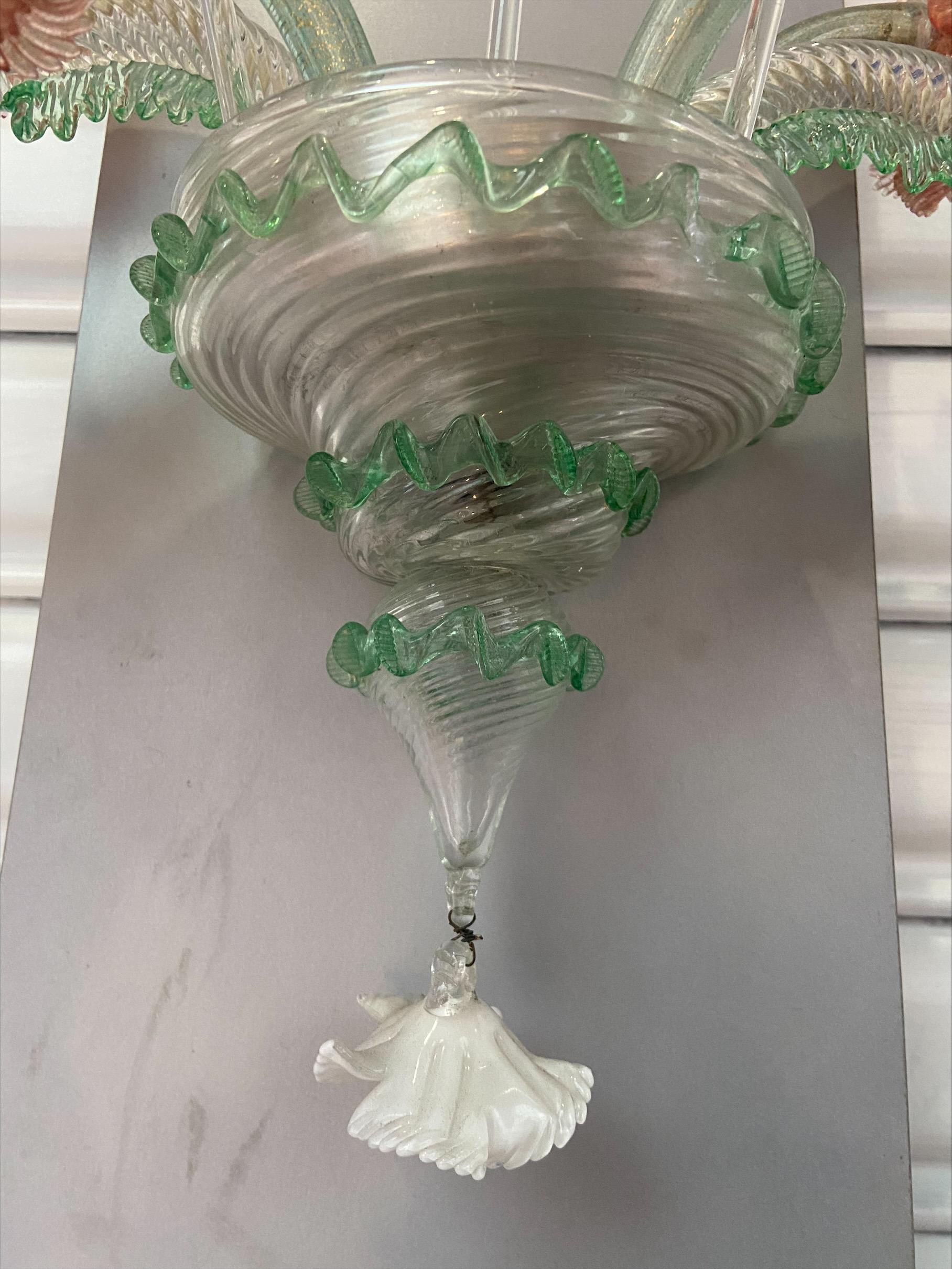 Mid-20th Century Flower Wall Lamp, Murano Glass and Steel, 1960 For Sale