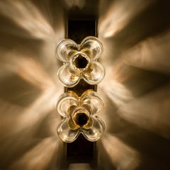 Apliques de flores, latón y cristal de Sische, años 70, Alemania