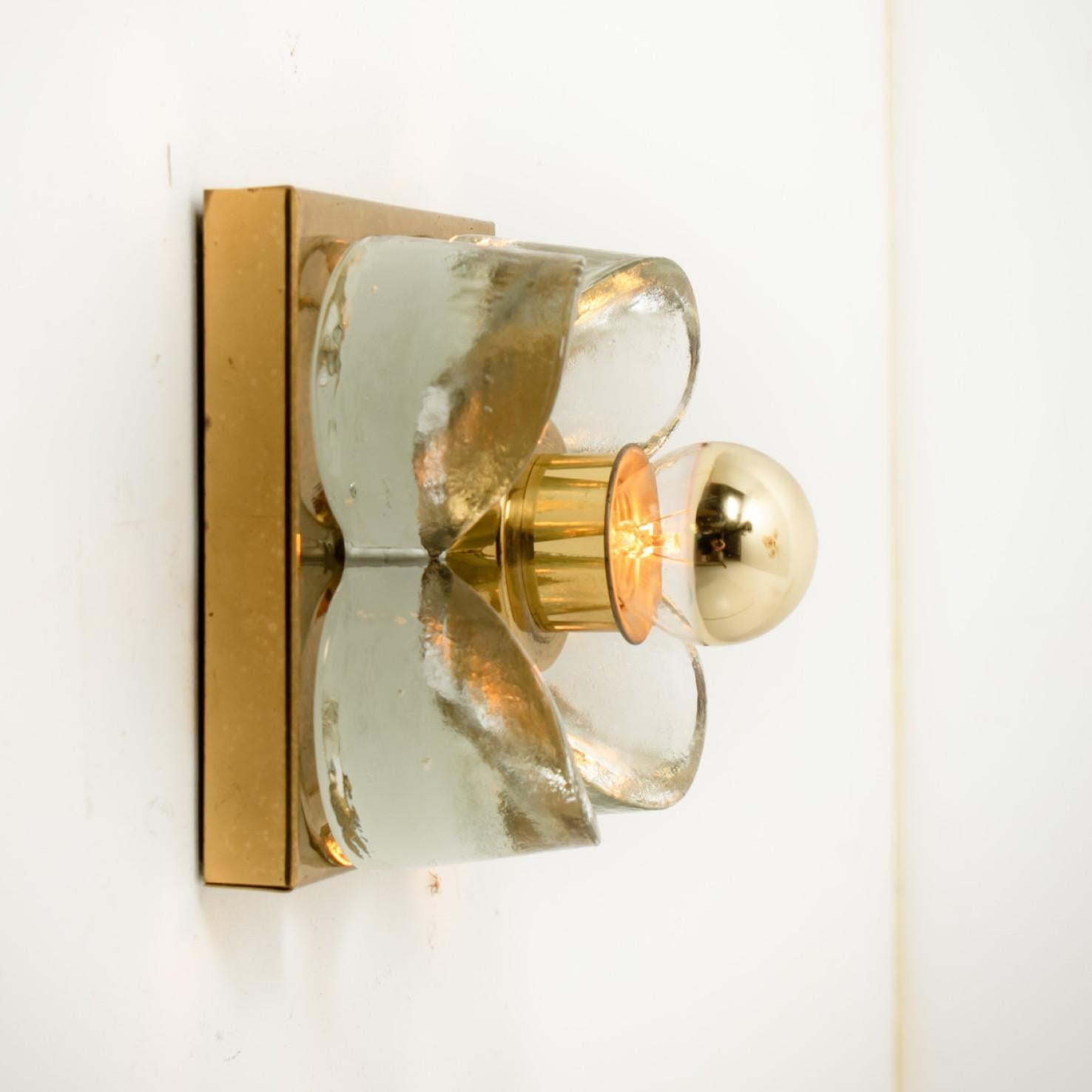 Other Flower Wall Lights, Brass and Glass by Sische, 1970s, Germany For Sale