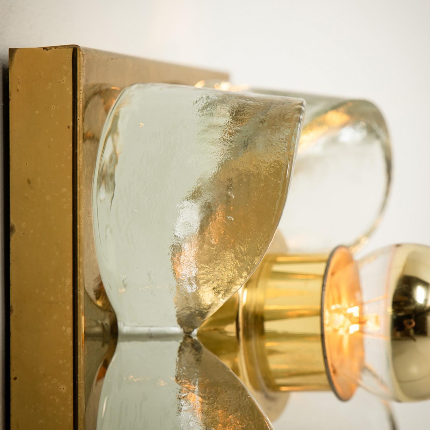 Blumen-Wandleuchten aus Messing und Glas von Sische, 1970er Jahre, Deutschland im Zustand „Gut“ im Angebot in Rijssen, NL