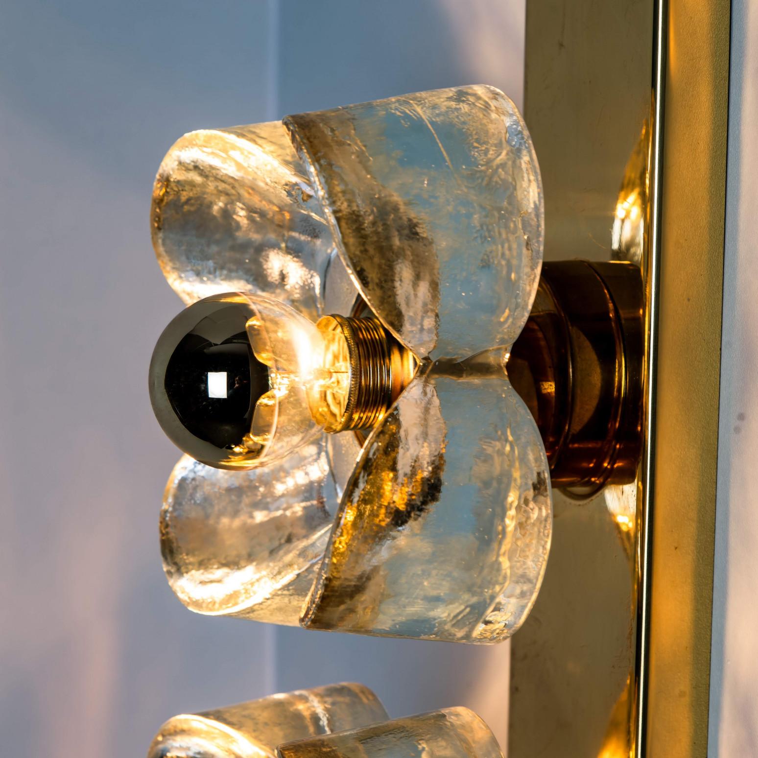 Flower Wall Lights, Brass and Glass by Sische, 1970s, Germany For Sale 1