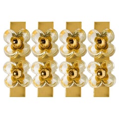 Flower Wall Lights, Brass and Glass by Sische, 1970s, Germany
