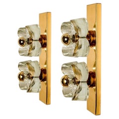 Flower Wall Lights, Brass and Glass by Sische, 1970s, Germany