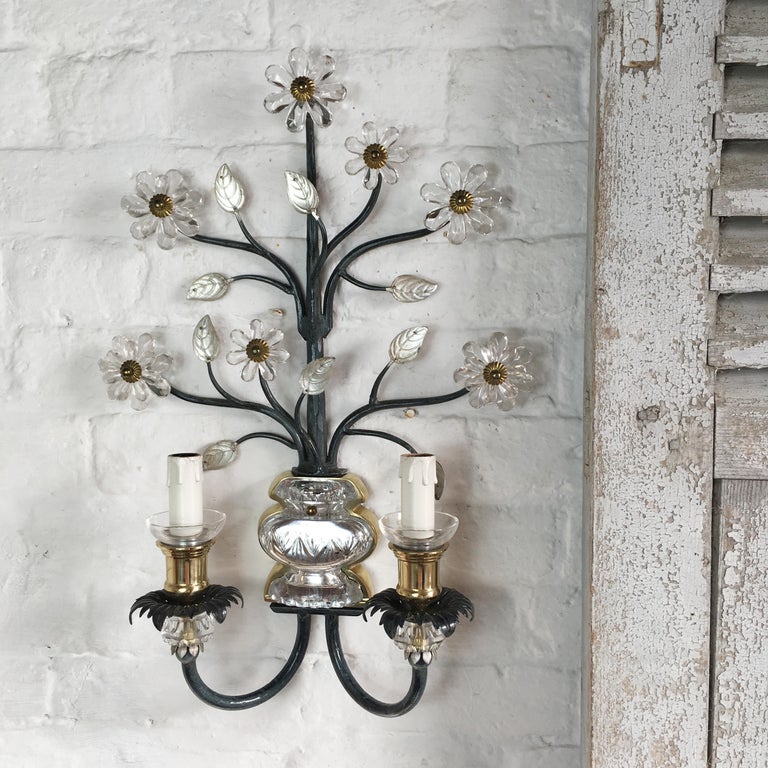 Flower Wall Sconce in the Style of Maison Baguès For Sale at 1stdibs