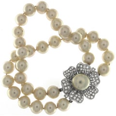 Flower Garden Collection Bracelet with Diamonds and Pearls
