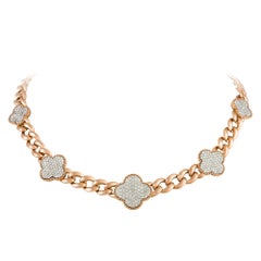 Flower White Pink Gold 18K Necklace Diamond for Her