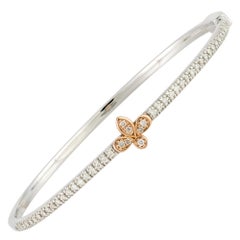 Flower White Yellow Gold 18K Bracelet Diamond for Her