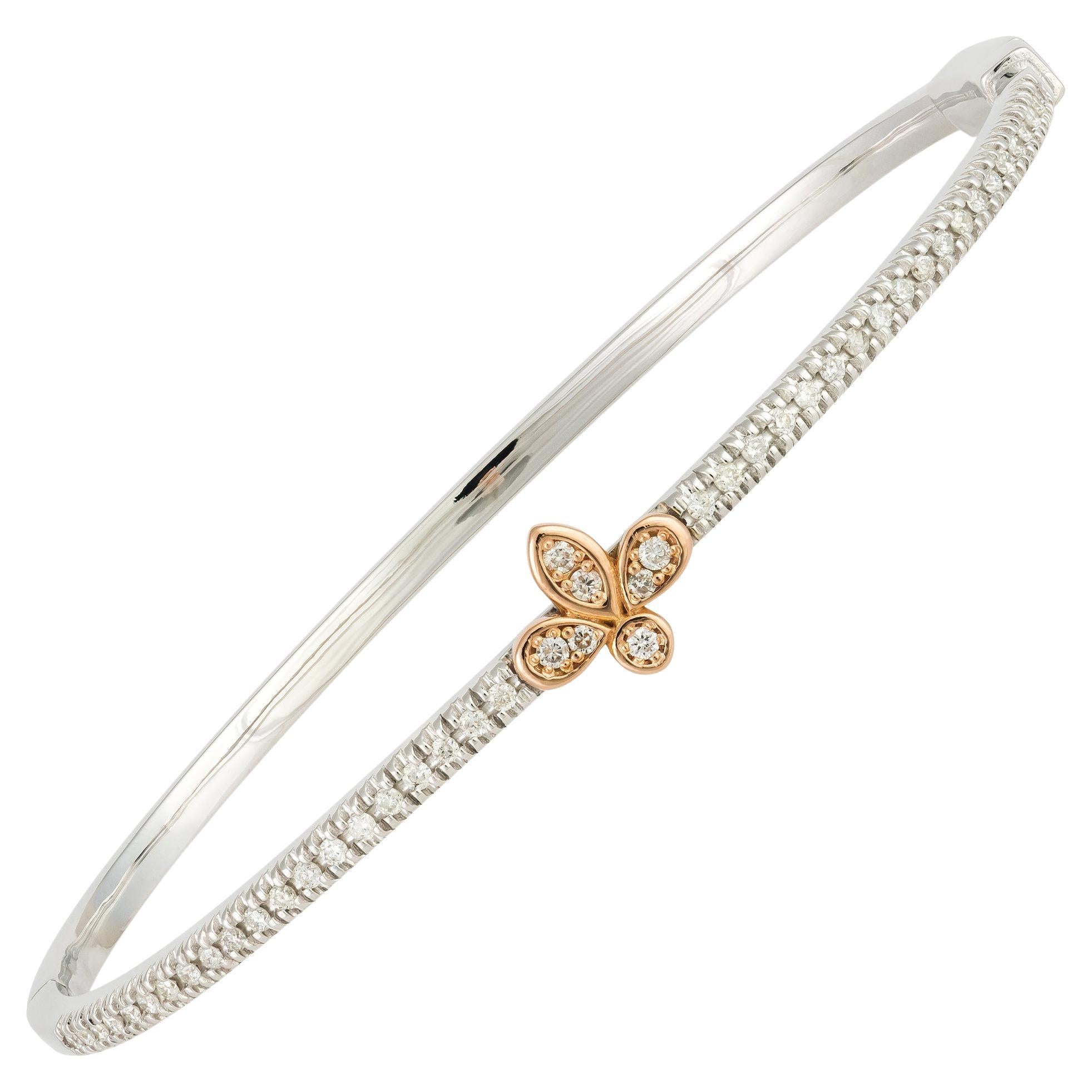 Bracelet en or jaune blanc 18K avec fleurs et diamants pour elle en vente