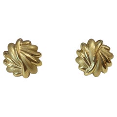 Blumenblumen-Ohrringe für Damen aus Gelbgold