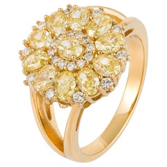 Bague pour elle en or blanc jaune fleuri et diamant en or blanc 18K