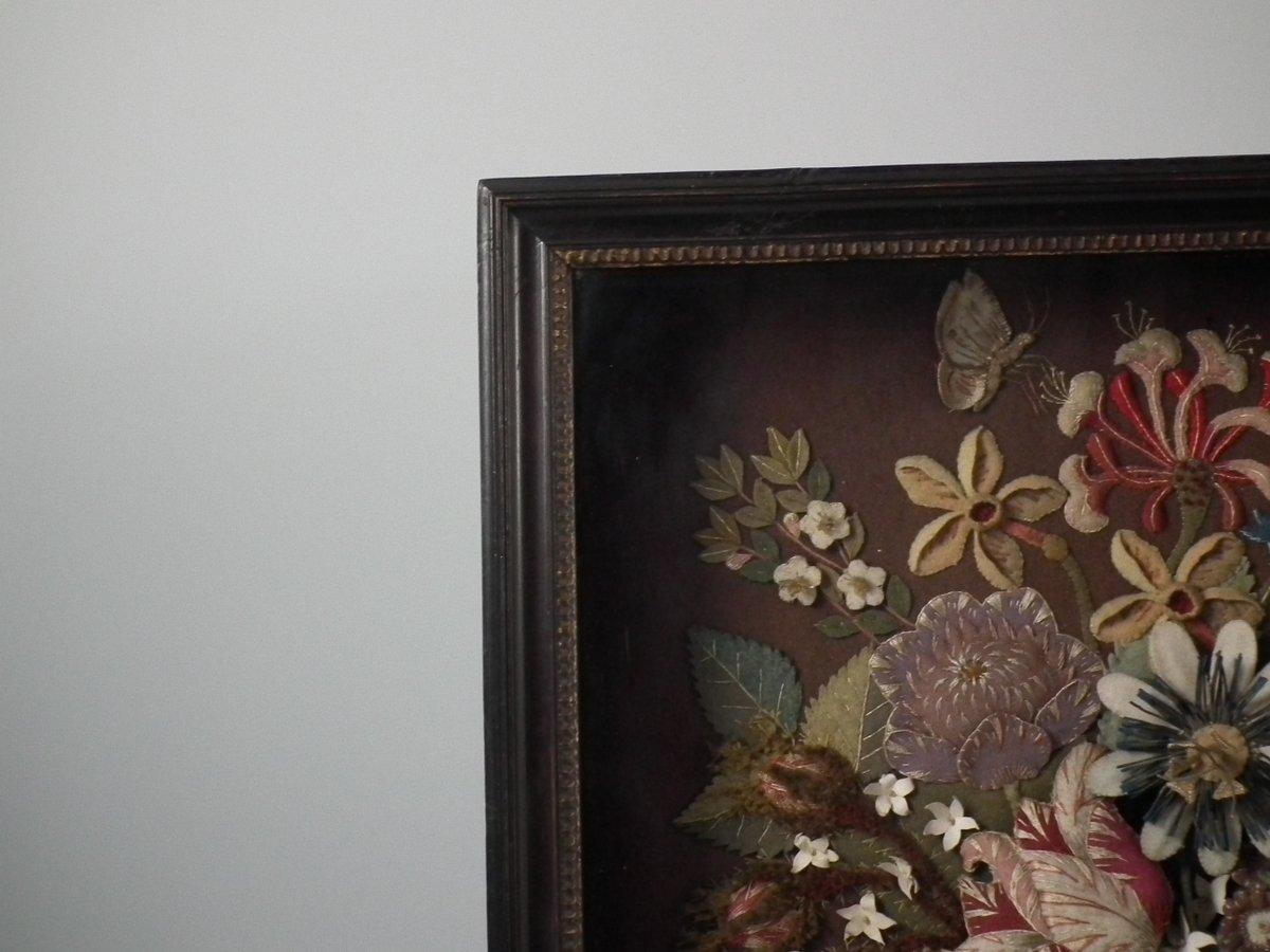 Flowerbasket Raisedwork Embroidery in Shadow Box Frame 6