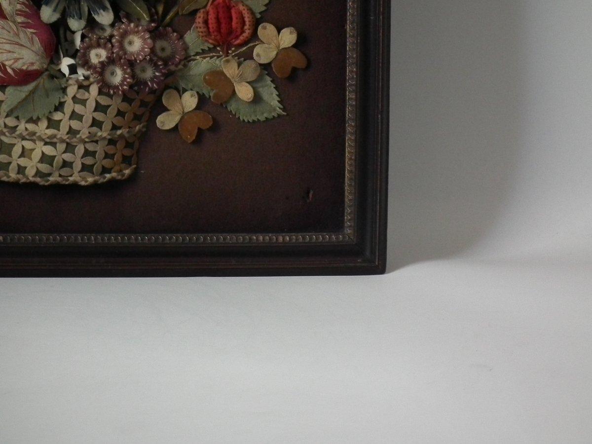 Flowerbasket Raisedwork Embroidery in Shadow Box Frame 7