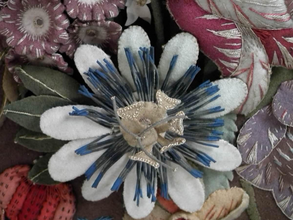 Flowerbasket Raisedwork Embroidery in Shadow Box Frame 10