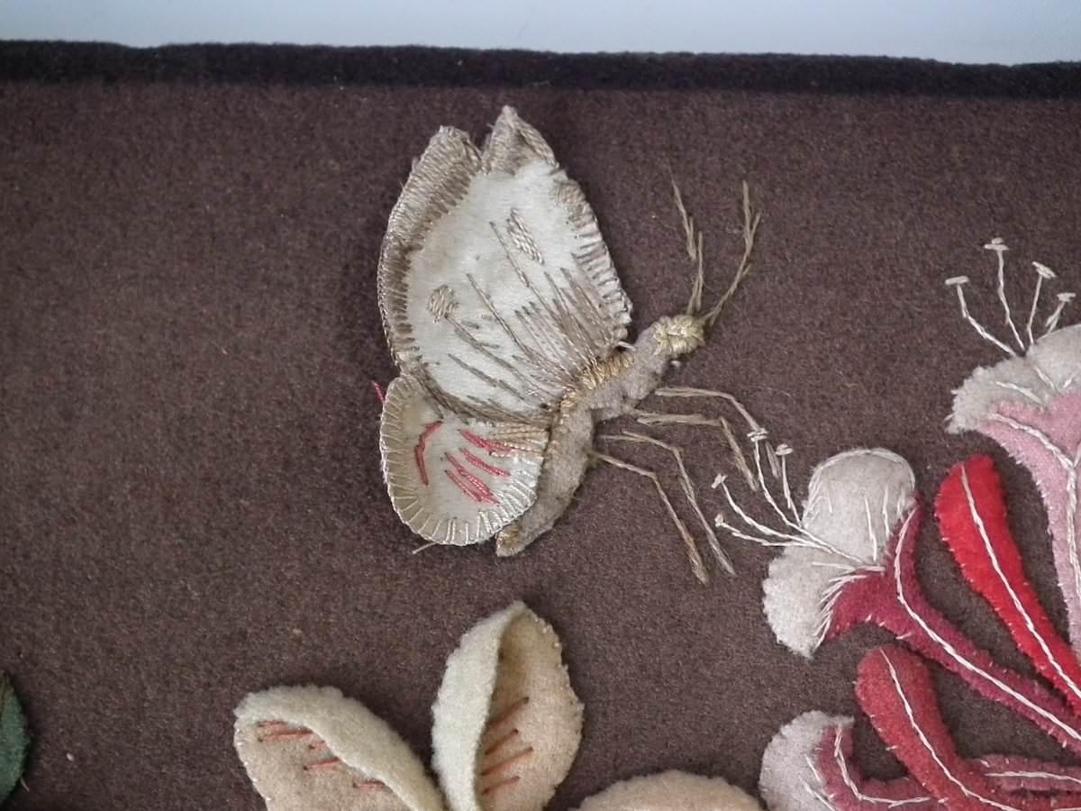 Flowerbasket Raisedwork Embroidery in Shadow Box Frame 11