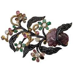 Flowerbrooch with Gemstones