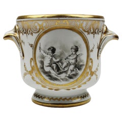 Flowerpot in Porcelain de Paris 2 sided Grisaille Painting Guilded 1900 France