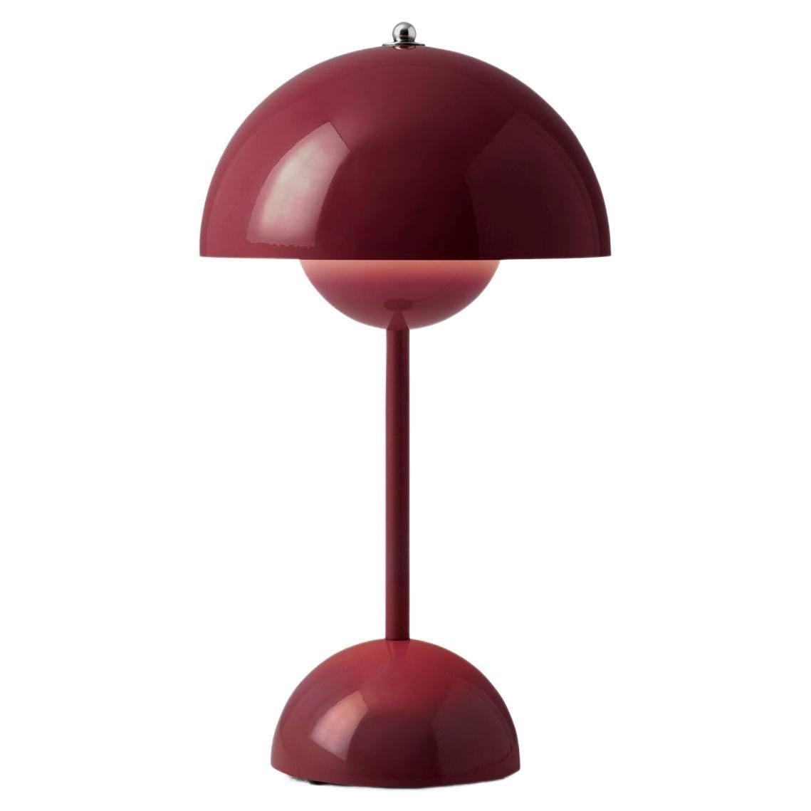 Flowerpot Vp9 Portable Dark Plum Table Lamp by Verner Panton for &Tradition For Sale