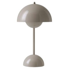 Flowerpot Vp9 Portable, Grey Beige, Table Lamp by Verner Panton for &Tradition