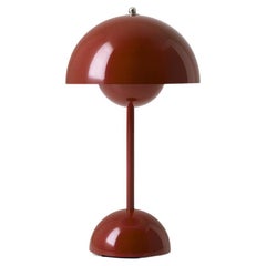 Flowerpot Vp9 Portable Red Brown Table Lamp by Verner Panton for &Tradition