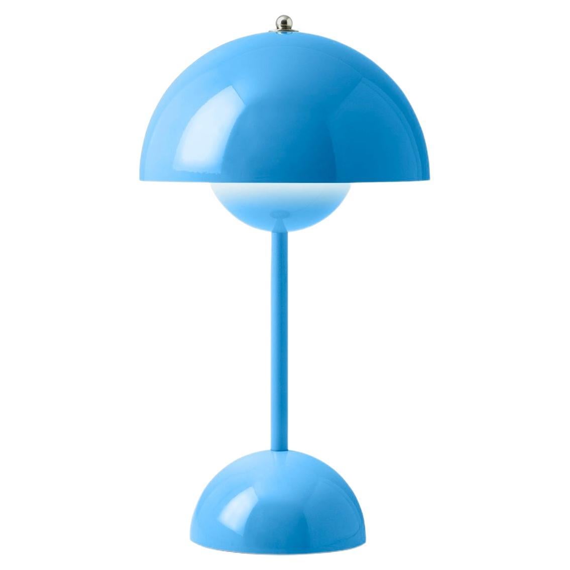 Flowerpot Vp9 Portable Swim Blue Table Lamp by Verner Panton for &Tradition For Sale