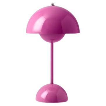 Flowerpot Vp9 Portable Tangy Pink Table Lamp by Verner Panton for & Tradition