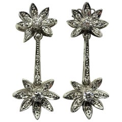 Flowers 0.46 Round Cut White Diamond White Gold 18 Karat Earrings