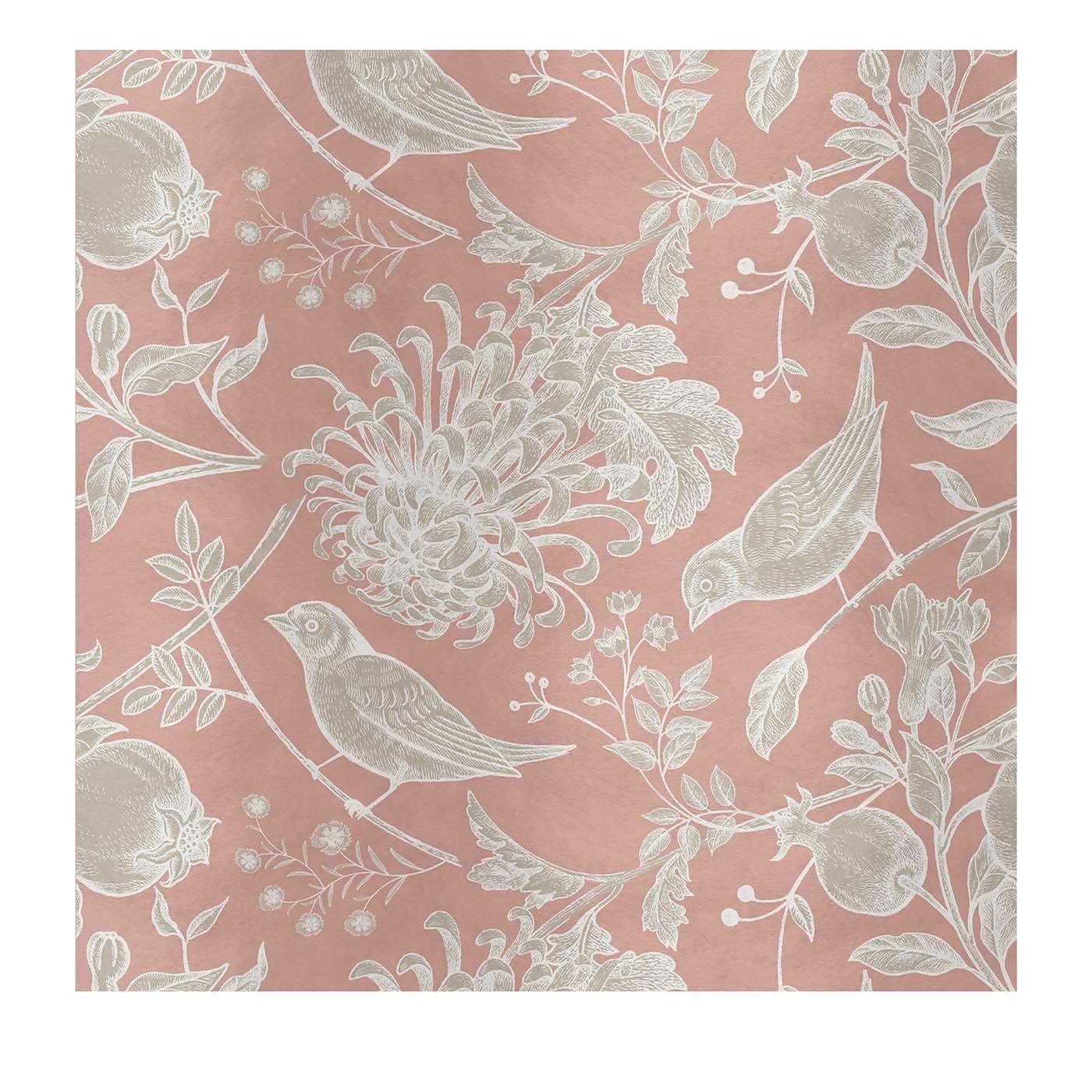 Modern Flowers And Birds Pink Panel #1