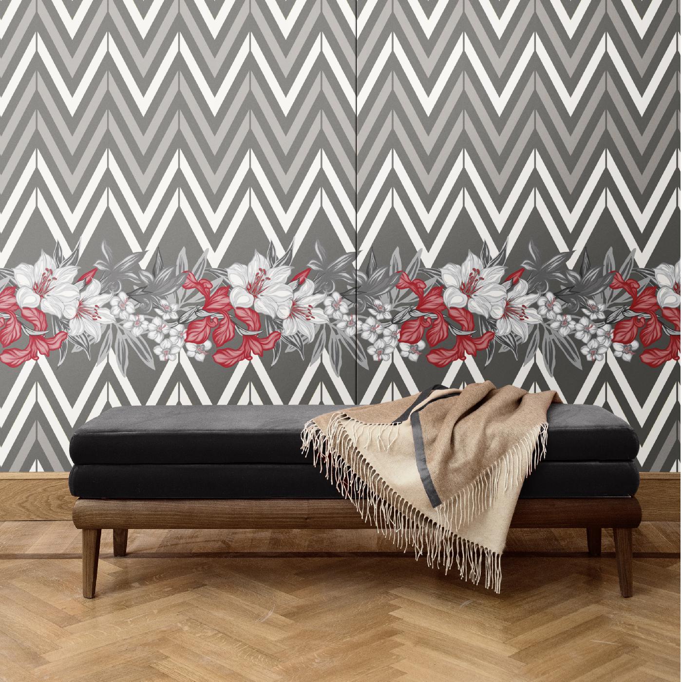 Italian Flowers and Chevron Pattern Panel