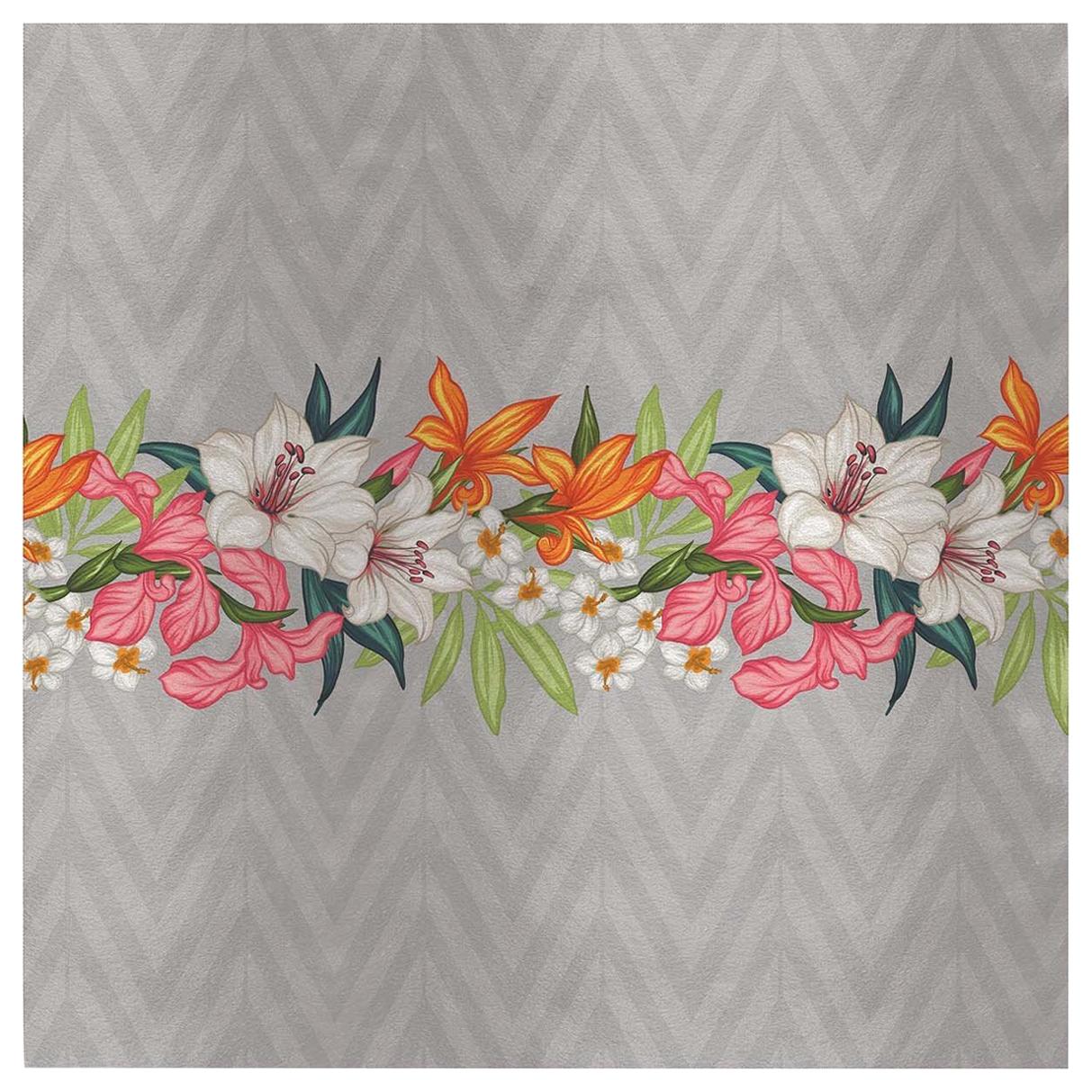 Flowers and Chevron Pattern Panel