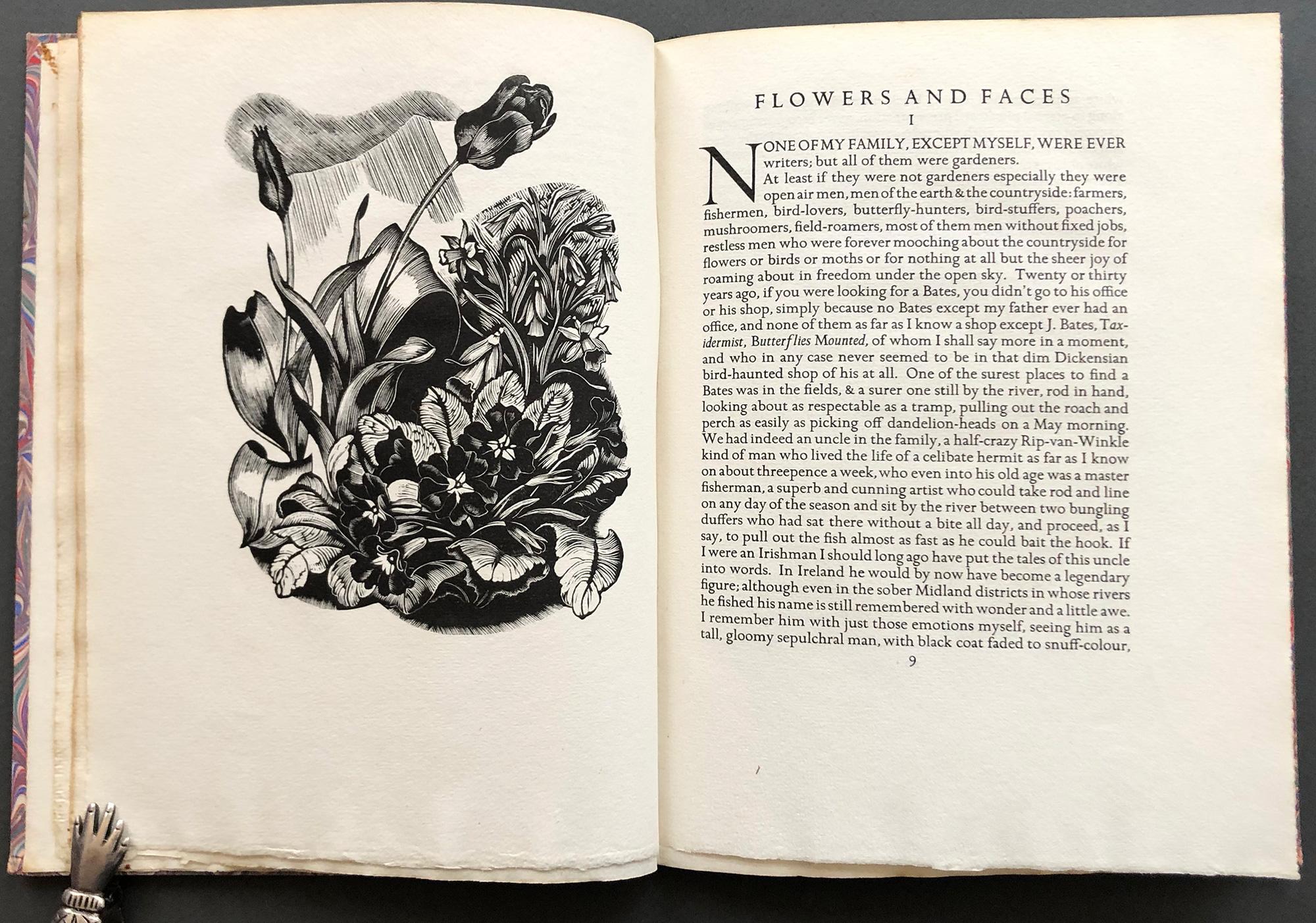 Flowers and Faces by H.E. Bates & John Nash / Golden Cockerel Press In Excellent Condition For Sale In Middletown, NY