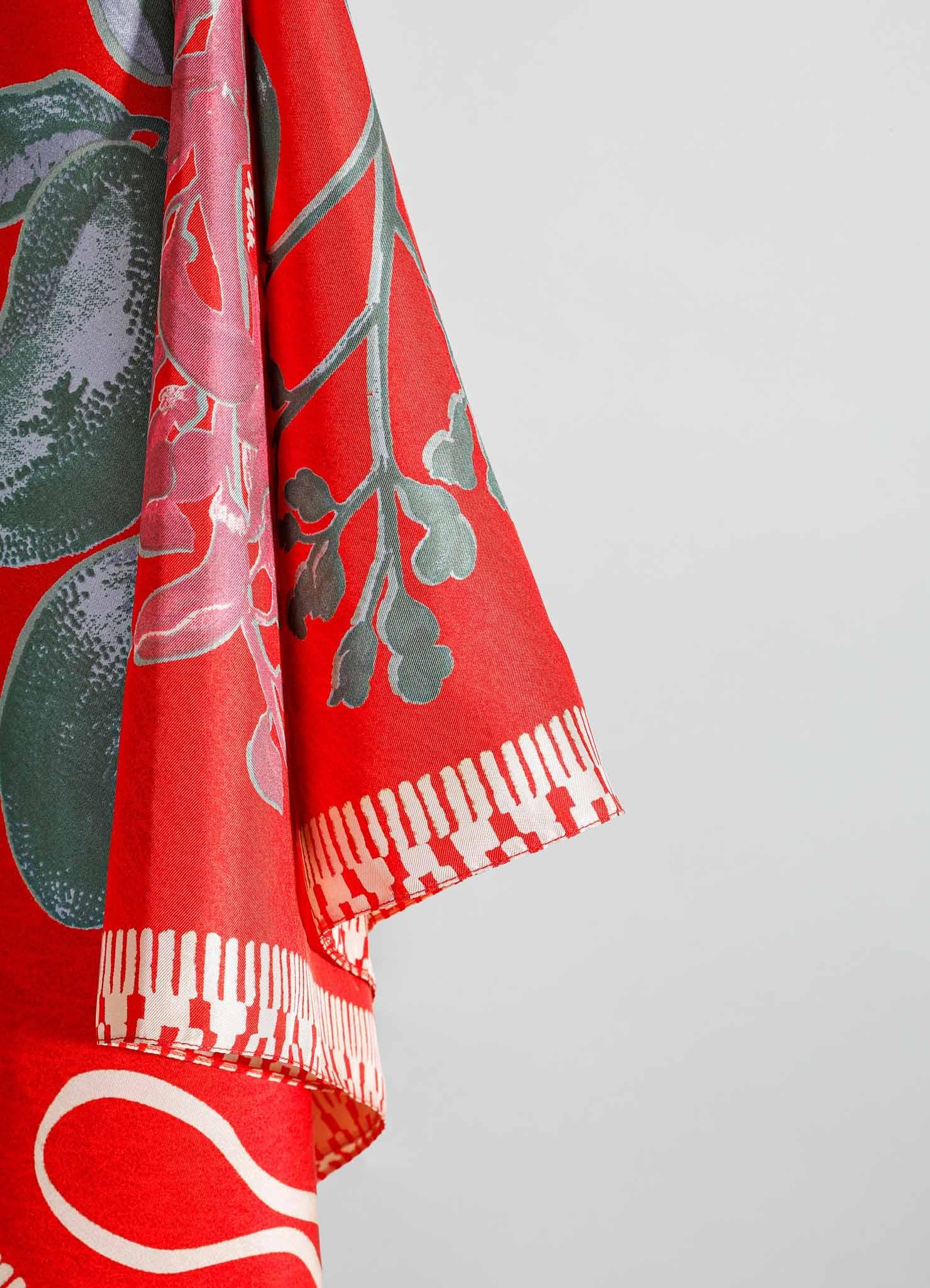 Contemporary Flowers And Objects Blue Silk Scarf, Viya By Vikram Goyal For Sale